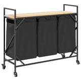Laundry Basket 3 Compartments with Wheels Sonoma Oak 859091