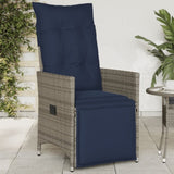 Reclining Garden Chair with Cushions Grey Poly Rattan 365663