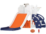 AIYAPLAY 5 in 1 Kids Slide Set with Basketball Hoop, Climbing Frame, Telescope, Storage Box for T3398P554998