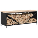 Firewood Rack with Wooden Top Black 100.5x35.5x40 cm 864255