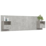 Bed Headboard with Cabinets Concrete Grey Engineered Wood 3115719