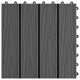 11 pcs Decking Tiles Deep Embossed WPC 30x30 cm 1 sqm Black 45036