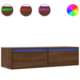 TV Cabinet with LED Lights Brown Oak 100X35.5x25 cm 860244