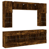 6 Piece TV Wall Cabinet Set with LED Lights Smoked Oak 3216801