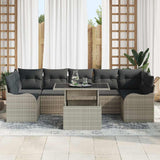 Garden Sofa Set with Cushion 8 pcs Light grey Poly rattan 3357155