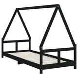 Kids Bed Frame Black 80x200 cm Solid Wood Pine 834452