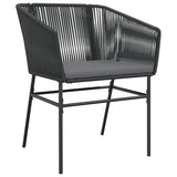 Garden Dining Set with Cushion 5 pcs Black Powder-Coated Steel 3380921