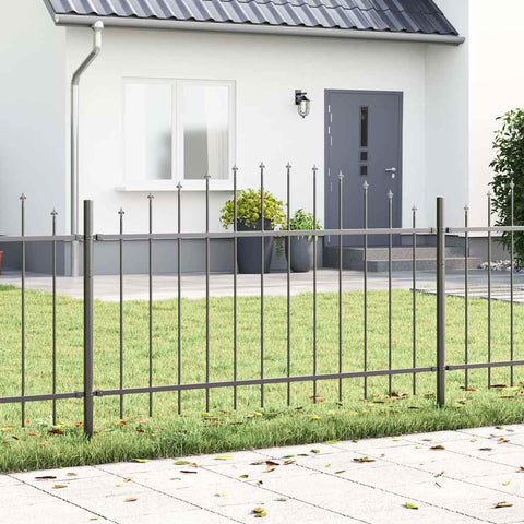 Garden Fence Grey 680 x 100 cm Powder-Coated Steel 3360107