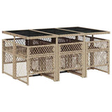 7 Piece Garden Dining Set with Cushions Beige Poly Rattan 3210730