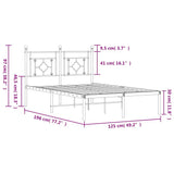 Metal Bed Frame without Mattress with Headboard White 120x190cm 374385