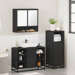 ZNTS 3 Piece Bathroom Furniture Set Black Engineered Wood 3301000