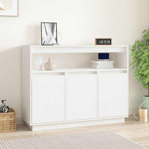 ZNTS Sideboard White 104.5x34x80 cm Solid Wood Pine 814390