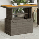 Garden Table Grey 90x55x71 cm Poly Rattan and Acacia Wood 368276