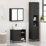ZNTS 3 Piece Bathroom Furniture Set Black Engineered Wood 3301085
