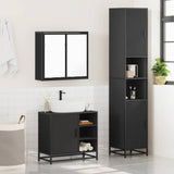 ZNTS 3 Piece Bathroom Furniture Set Black Engineered Wood 3301085
