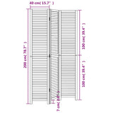 Room Divider 3 Panels White Solid Wood Paulownia 358831