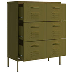 ZNTS Drawer Cabinet Olive Green 80x35x101.5 cm Steel 336144