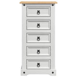 Bedside Table Corona White 53 x 39 x 103 cm Solid Pine Wood 42021191