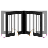 Foldable Dog Gate with Stands 4 pcs Black Oak 321 cm 892079