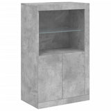 Side Cabinet with LED Lights Concrete Grey Engineered Wood 836626