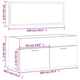 Bathroom Cabinet with Mirror Concrete Grey Engineered Wood 833887