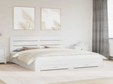 Bed Frame with Drawer White 200 x 200 cm Engineered Wood 3411938