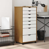 Rolling Cabinet with Drawers MOSS Honey Brown Solid Wood Pine 4015789