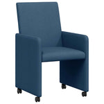 Dining Chairs with Wheel 2 pcs Blue 57 x 66 x 94 cm Fabric 42017815