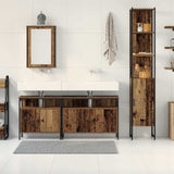Bathroom Furniture Set with Door 4 pcs Old Wood Engineered Wood 3332589