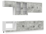 Kitchen Unit LUCCA 8 pcs Concrete Grey Engineered Wood 3438146