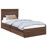 Storage Bed with Drawer Brown Oak 90 x 190 cm Engineered Wood 3410846