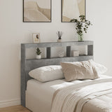 Headboard Cabinet with LED Concrete Grey 140x17x102 cm 839199