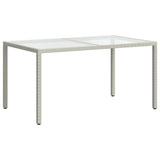 Garden Table 150x90x75 cm Tempered Glass and Poly Rattan White 316709