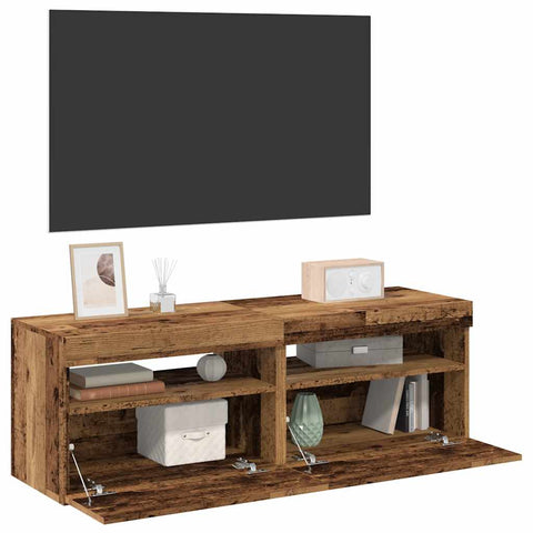 ZNTS TV Cabinets with LED Lights 2 pcs Old Wood Engineered Wood 856310