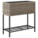 Garden Planter with Shelf Grey Poly Rattan 366389