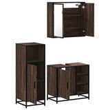 3 Piece Bathroom Furniture Set Brown Oak Engineered Wood 3300969