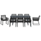 Garden Dining Set 9 pcs Black Poly Rattan 3378821