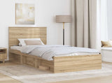 Bed Frame with Headboard Sonoma Oak 90 x 190 cm Solid Pine Wood 3411057