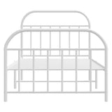 Bed Frame White Steel Single Bed Frame Rectangular Durable 353696