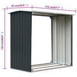 Log Storage Shed Galvanised Steel 172x91x154 cm Anthracite 47082