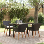 Garden Dining Set with Cushion 5 pcs Black Poly Rattan 3261672
