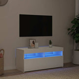 804382 TV Cabinet with LED Lights White 90x35x40 cm