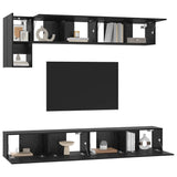TV Cabinet Set Wall-mounted 5 pcs Black Oak Engineered Wood 3393385