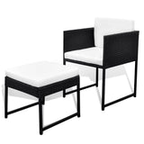 9 Piece Outdoor Dining Set with Cushions Poly Rattan Black 42762