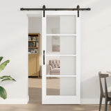 Sliding Door ORKDAL White 83 x 202 cm Solid Pine Wood and Glass 3331942