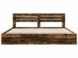 Bed Frame Smoked Oak 200 x 200 cm Solid Pine Wood 3411379
