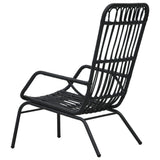 Garden Chair Black Poly Rattan, Powder-Coated Steel Medium 48581