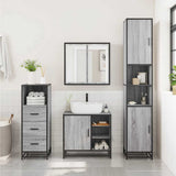 3 Piece Bathroom Furniture Set Grey Sonoma Engineered Wood 3301088