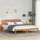 Bed Frame with Headboard Wax Brown 160 x 220 cm Solid Pine Wood 872337