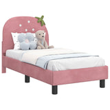 Toddler Bed Frame with Headboard Pink 70 x 140 cm Velvet 42011064